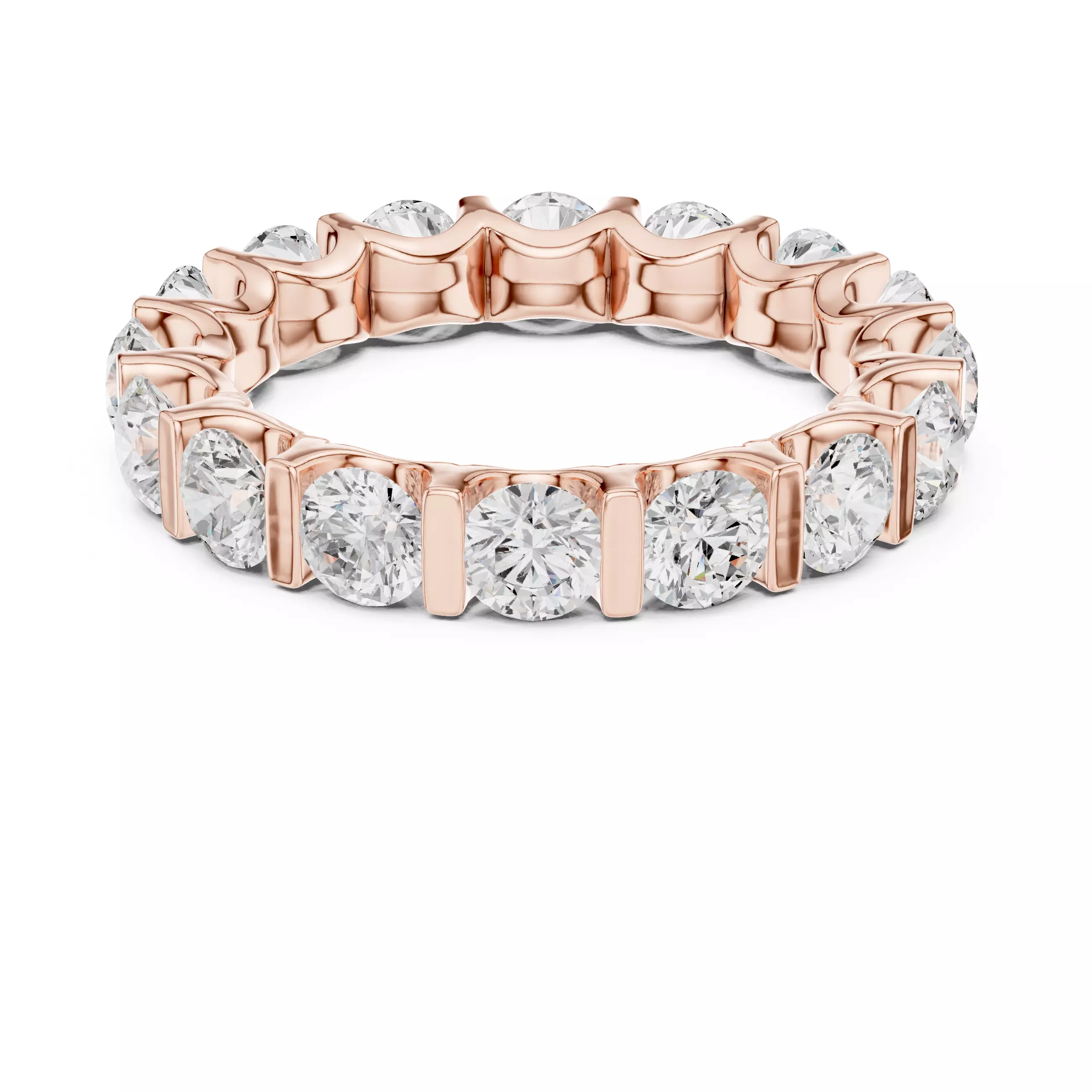 Bar Setting Round Cut Diamond Wedding Band 3DM STL Video 3D print model_3