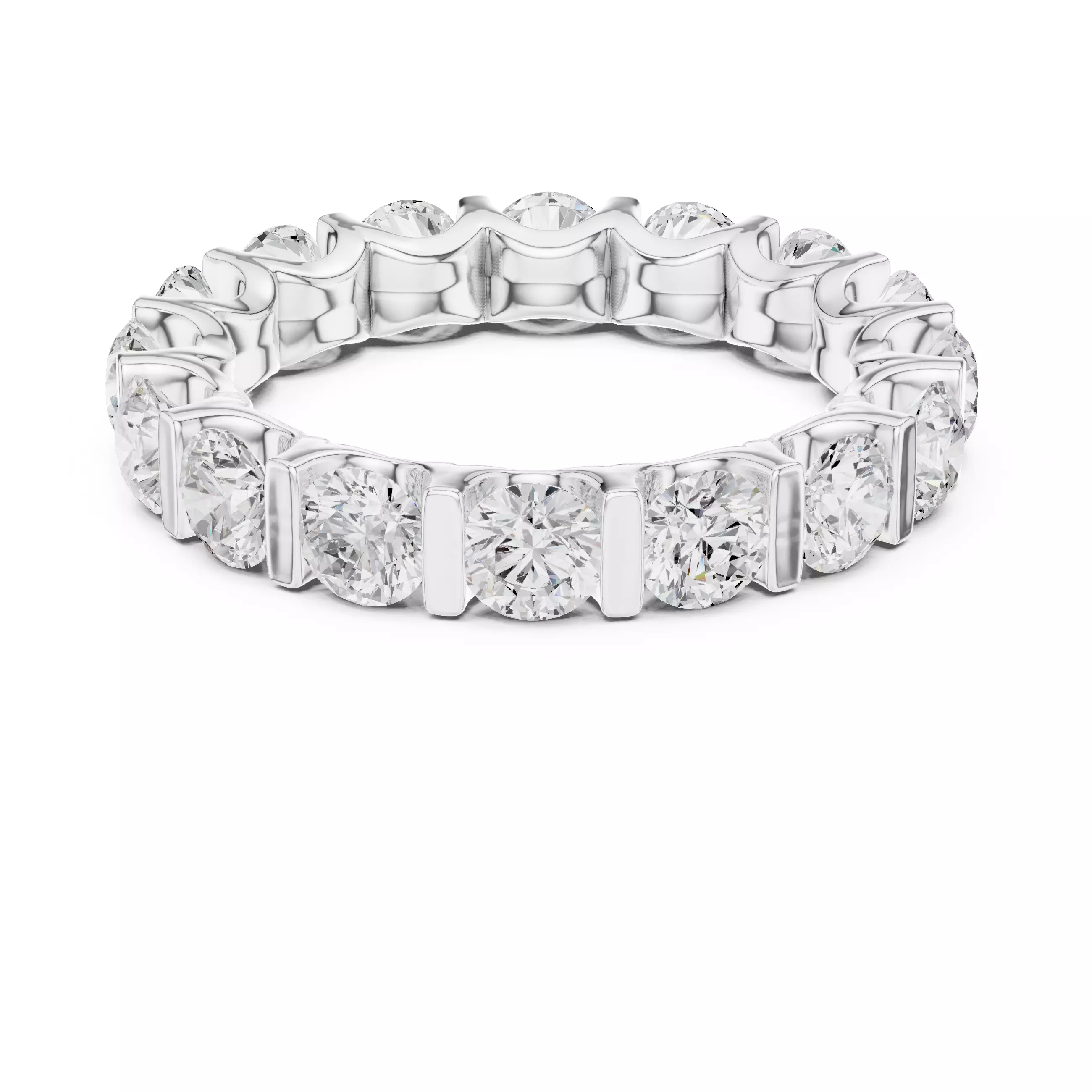 Bar Setting Round Cut Diamond Wedding Band 3DM STL Video 3D print model_11