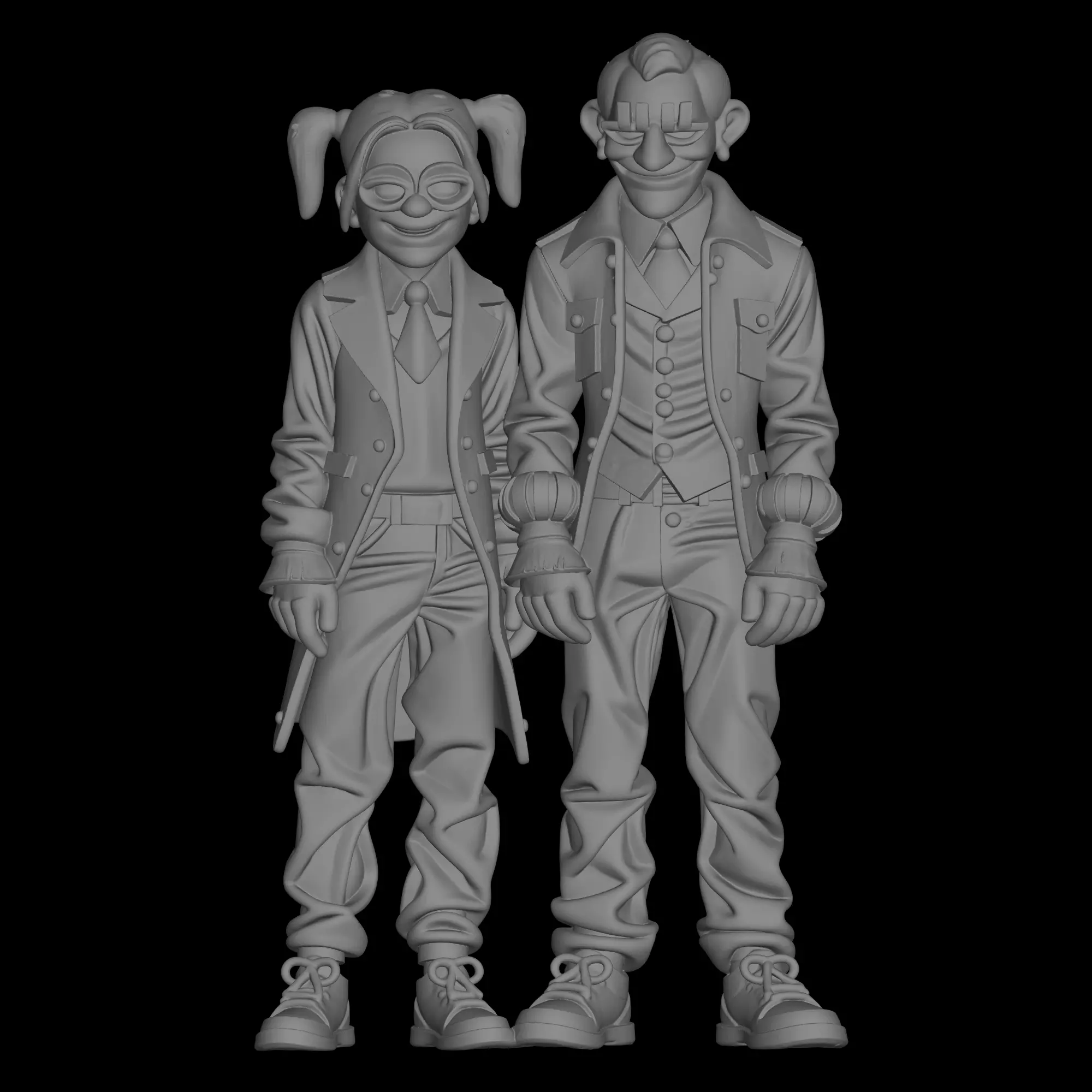 joker and harley Quinn cartoon characters 3D print model