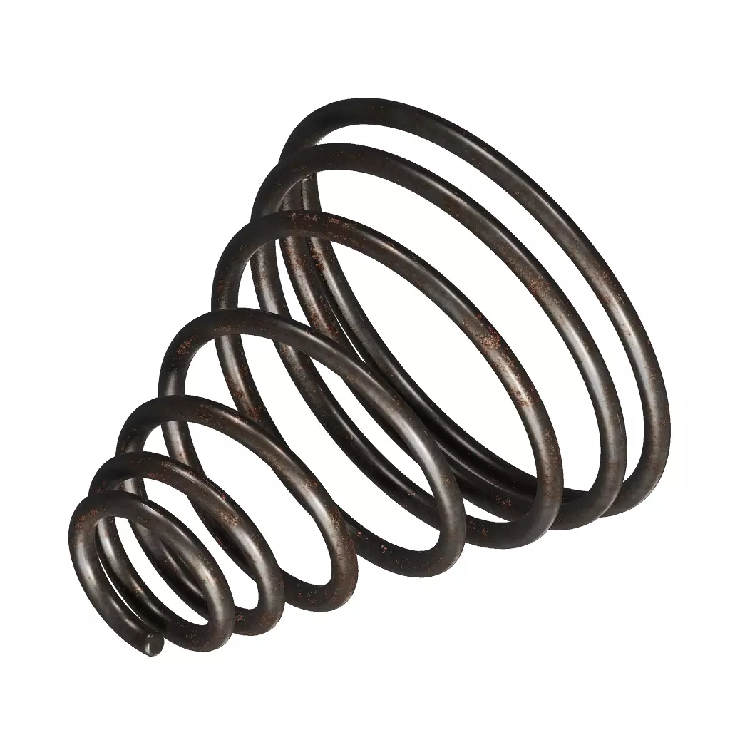 Rusty Steel Conical Spring 3D model_1