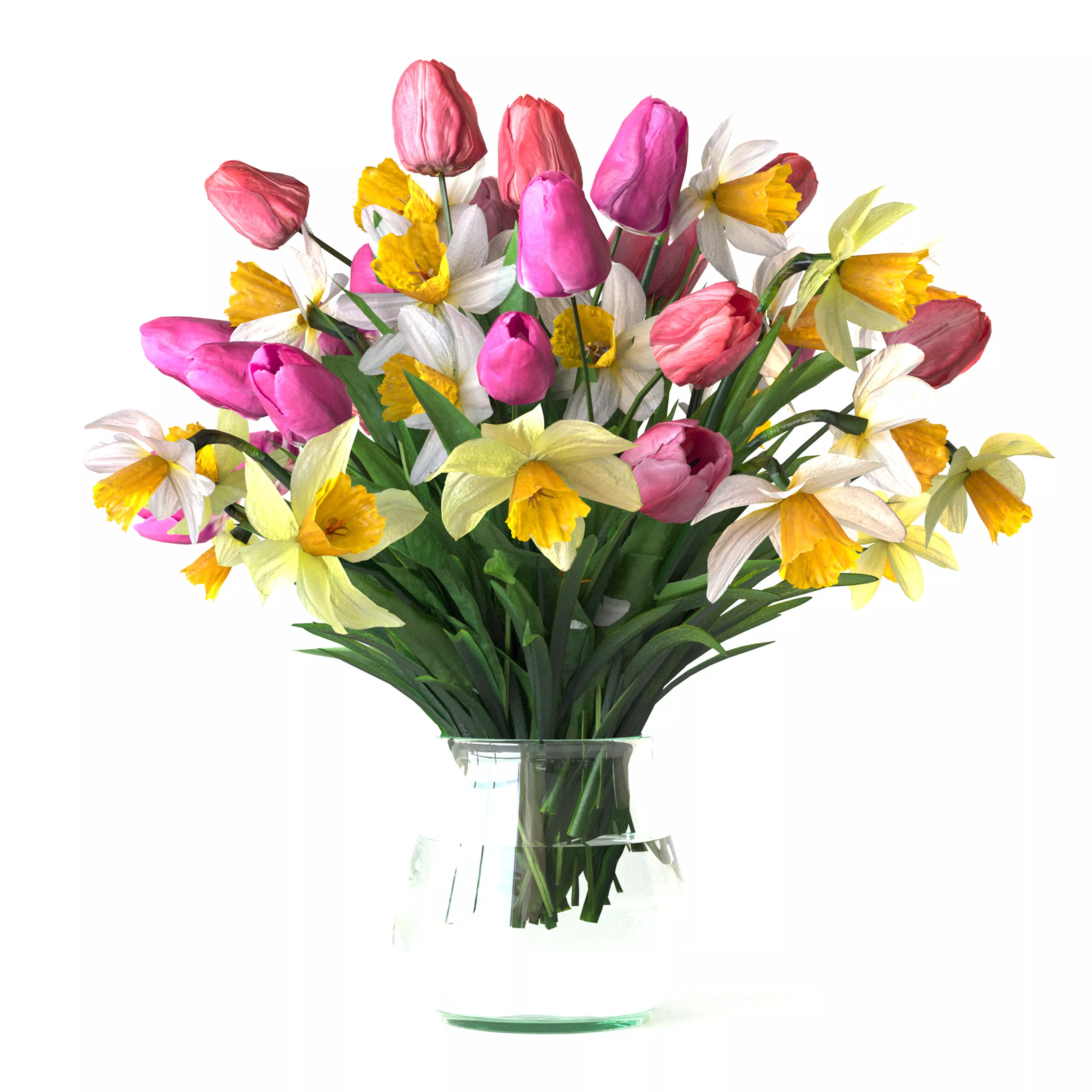 Bouquets of tulips and Narcissuses 3D model_2