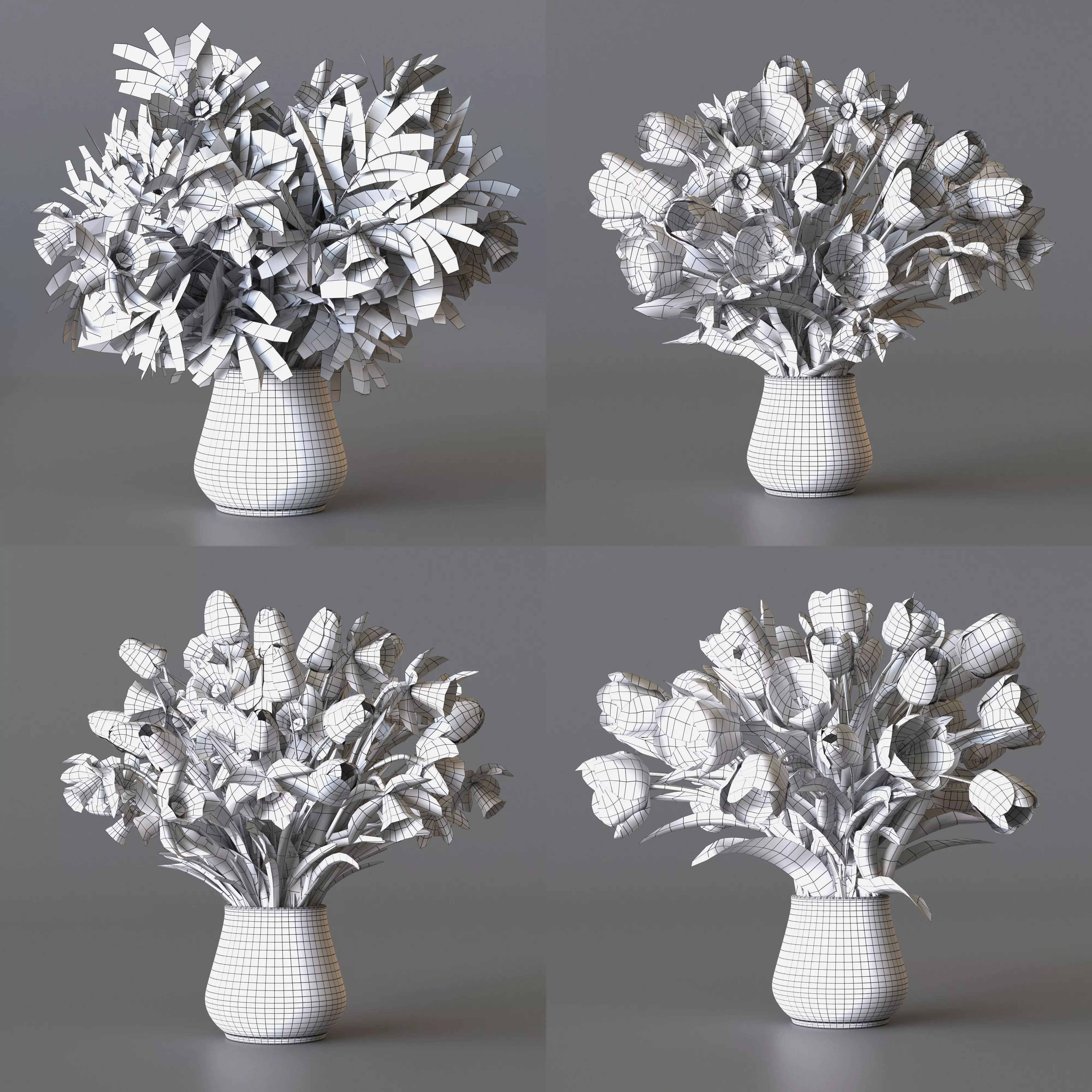 Bouquets of tulips and Narcissuses 3D model_6