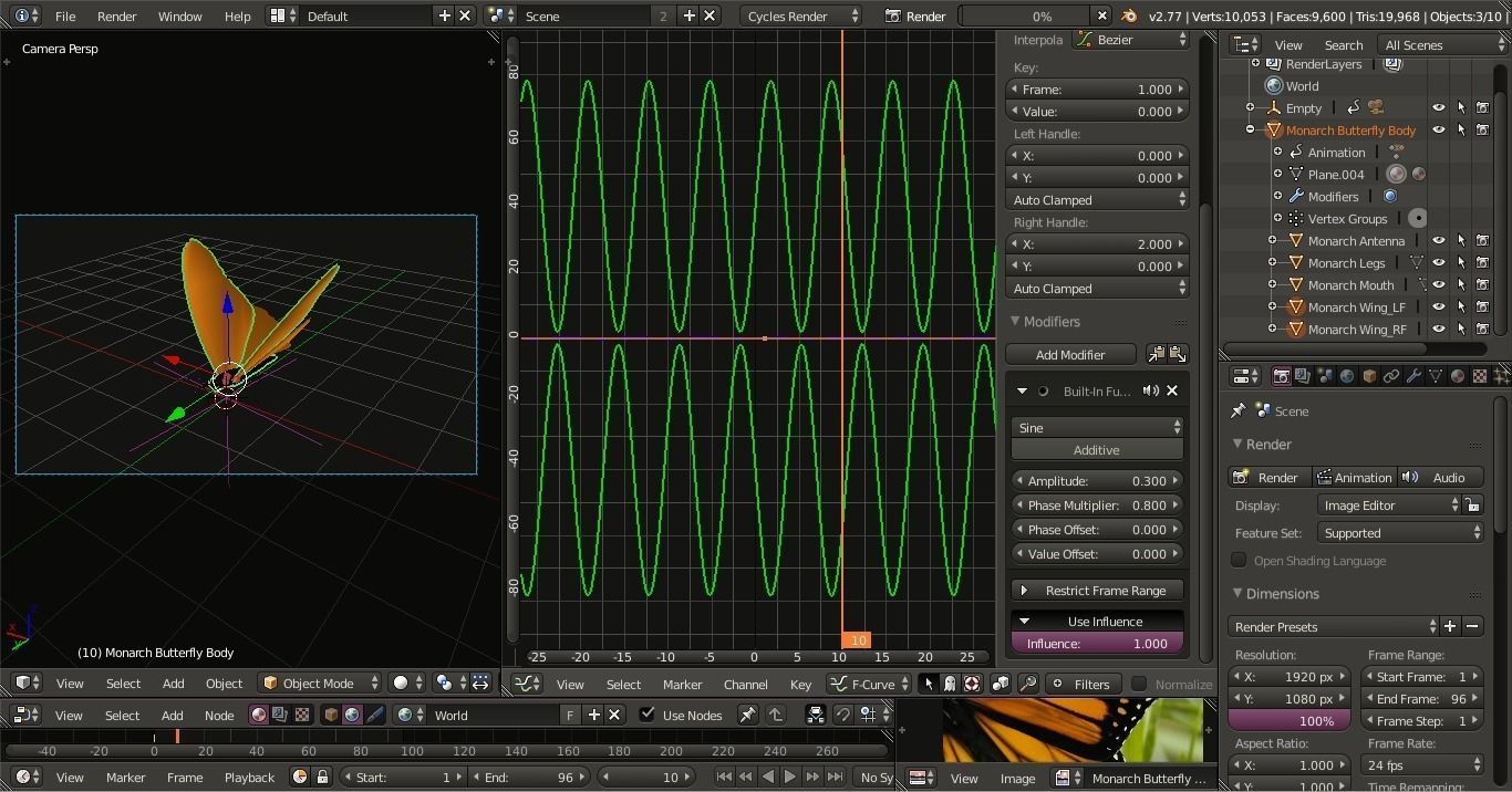 Monarch Butterfly Animated Rigged 3D model_2