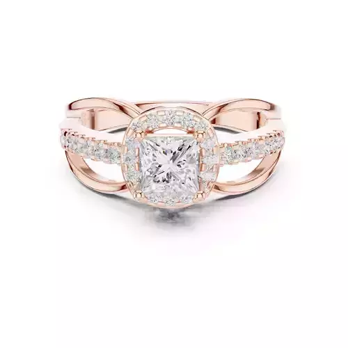 Princess Cut Halo Split Engagement Wedding Ring 3DM STL Video