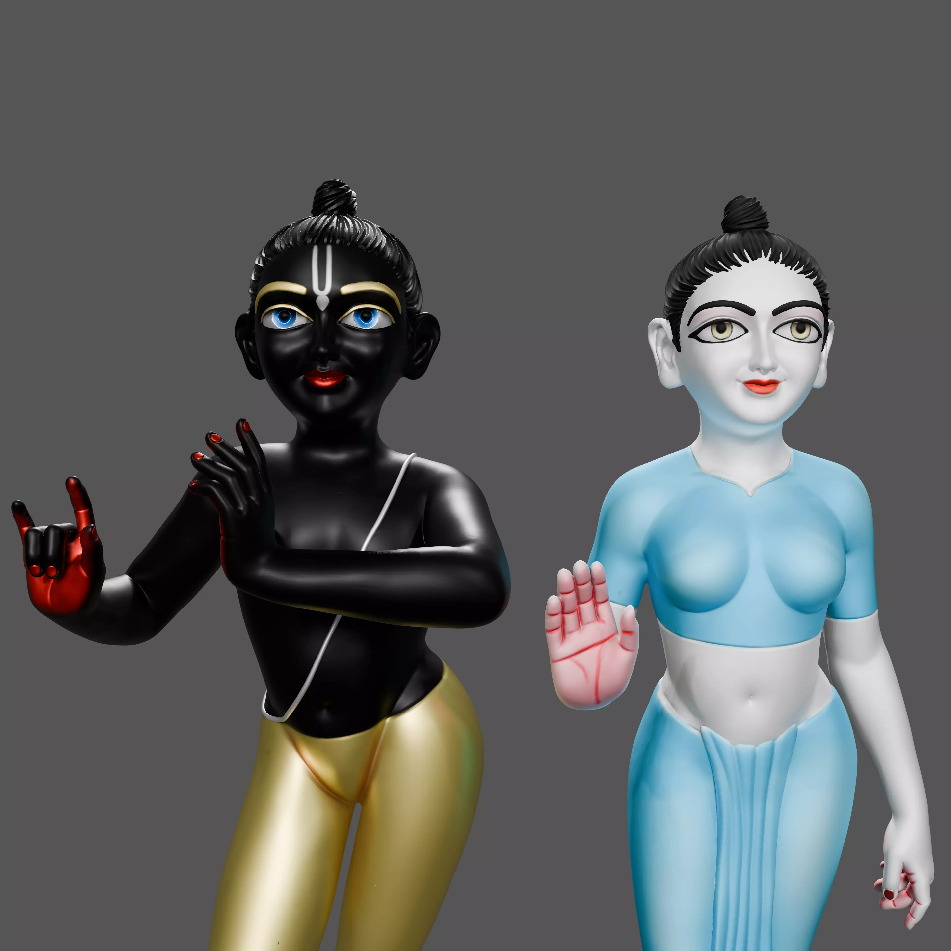 Radha Krishna Murti 3D Printable Hindu Deity Statue 3D print model_1