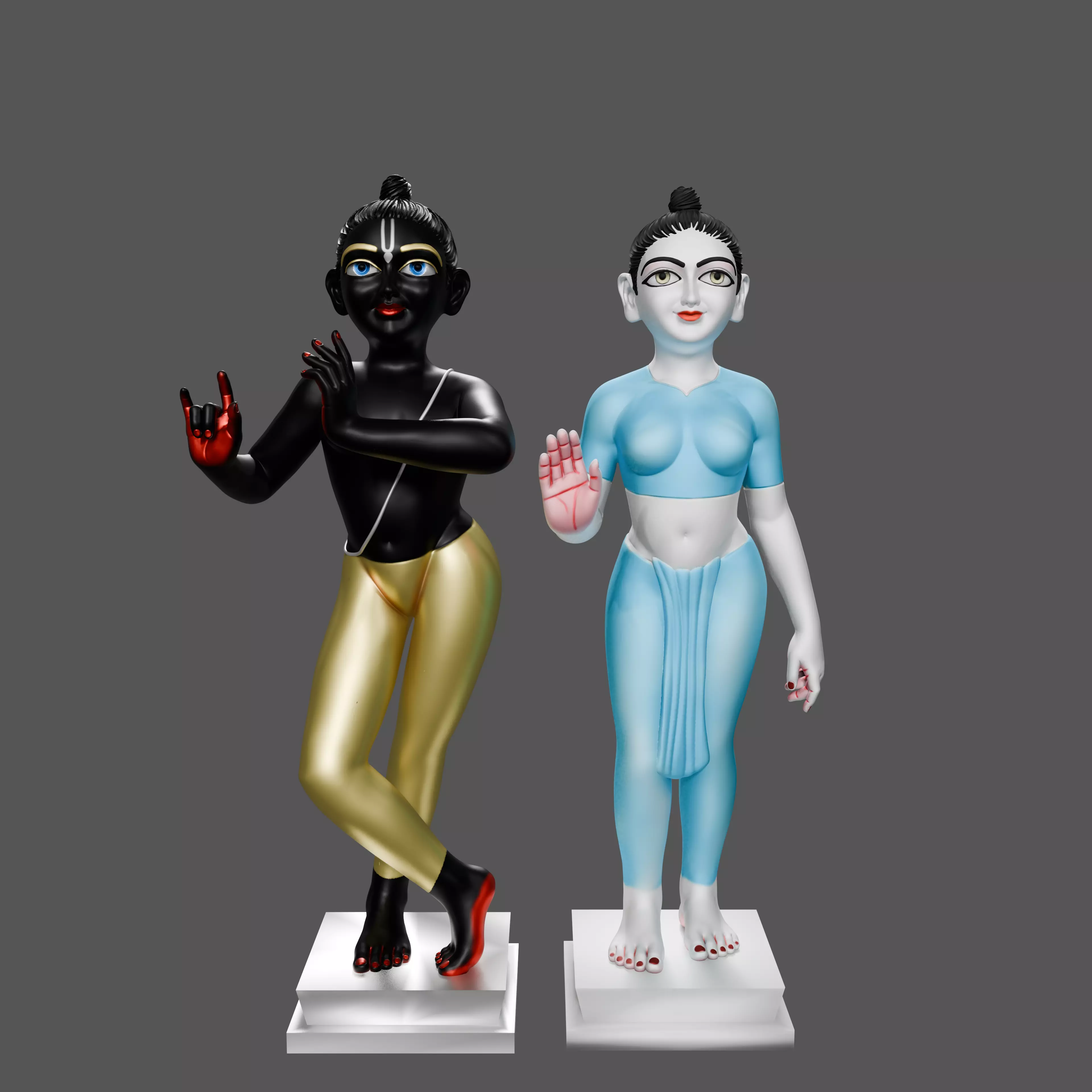 Radha Krishna Murti 3D Printable Hindu Deity Statue 3D print model_0