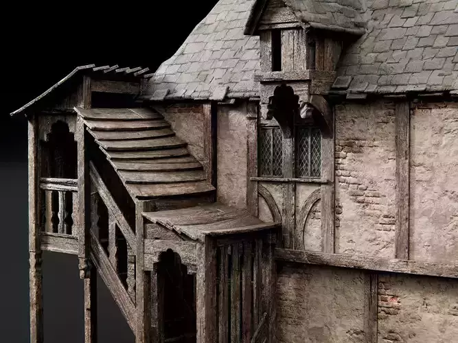 Medieval City Houses 3D model 2