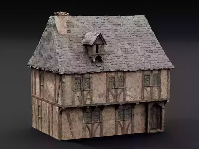 Medieval City Houses 3D model 5