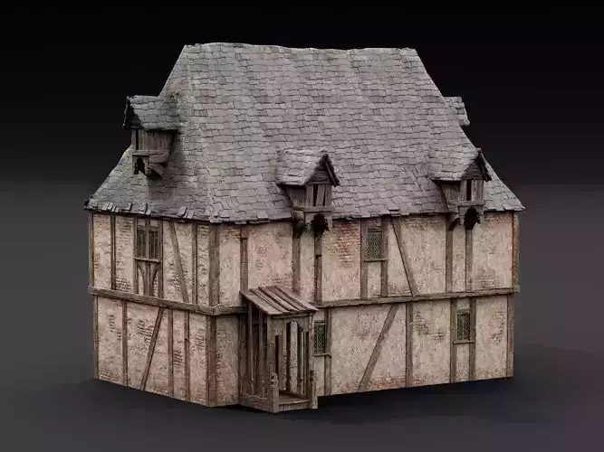 Medieval City Houses 3D model 6