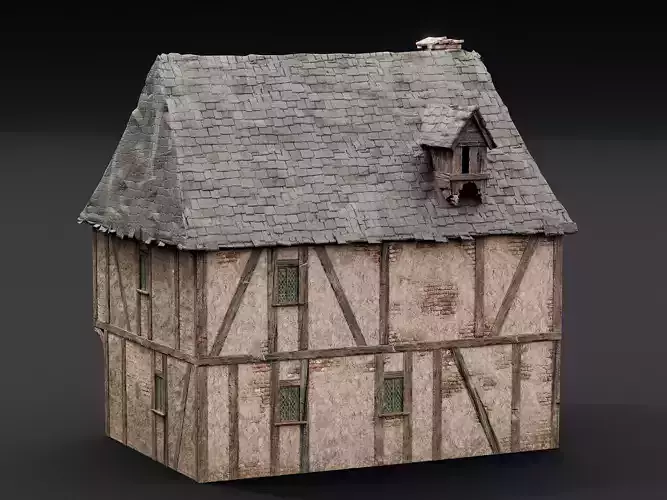 Medieval City Houses 3D model 7