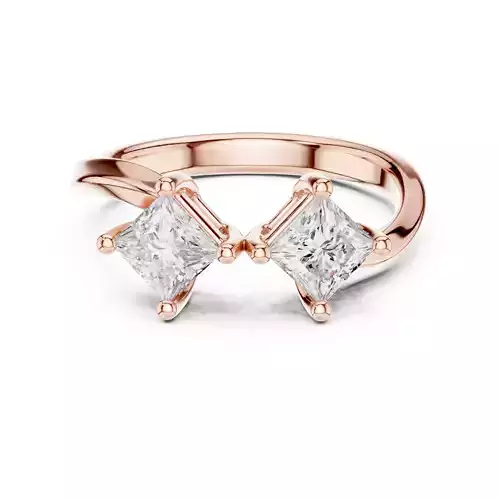 Twist Bypass Shank Princess Cut Twin Diamond Wedding Ring Video