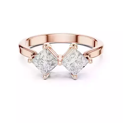 You and Me Princess Cut Two Stone Engagement Ring 3DM STL Video