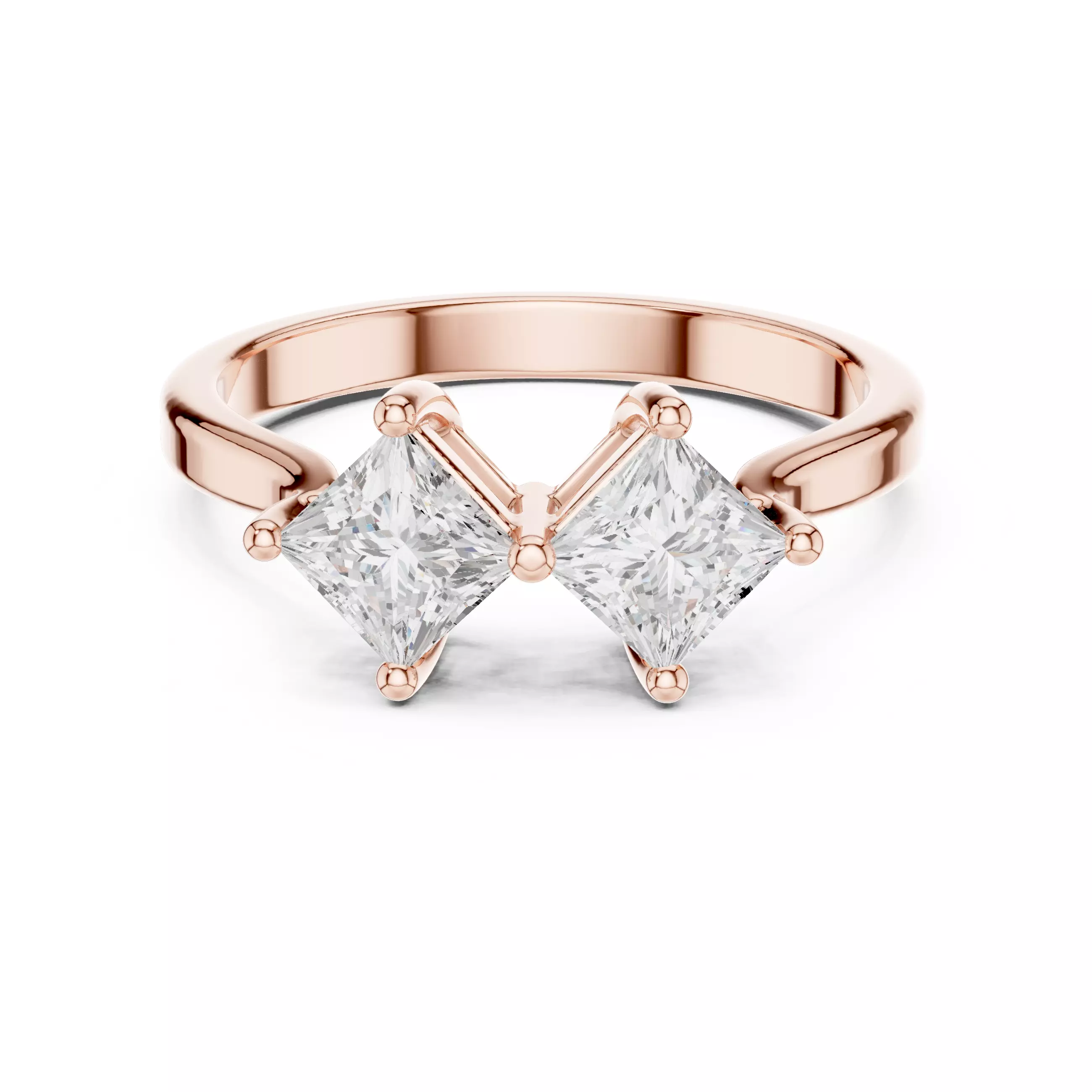 You and Me Princess Cut Two Stone Engagement Ring 3DM STL Video 3D print model