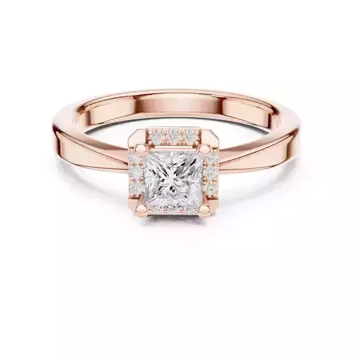 Princess Cut Halo Diamond Engagement Ring 3DM STL Video