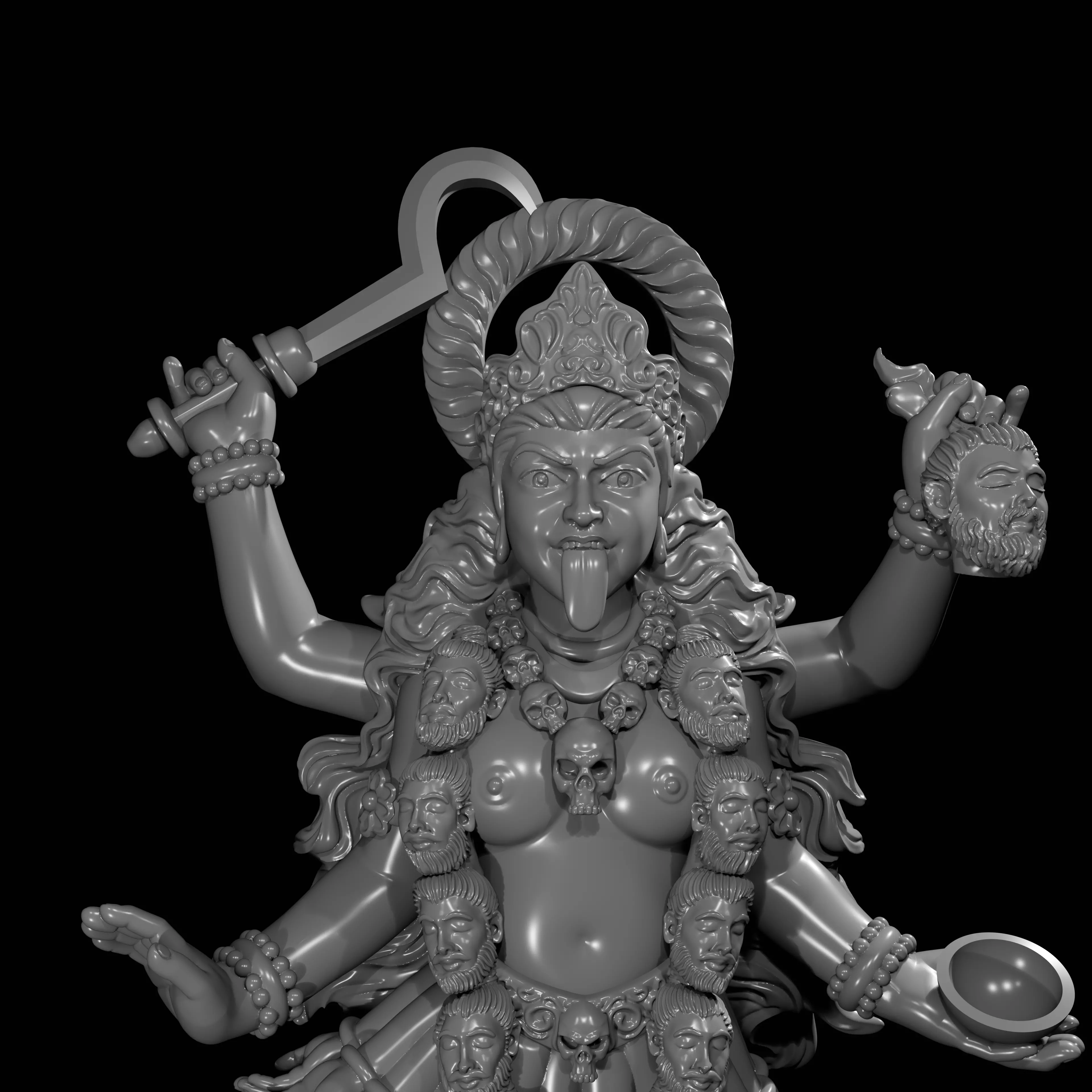 Maa Kali 3D Printable Statue Fierce Hindu Goddess Murti  3D print model_3