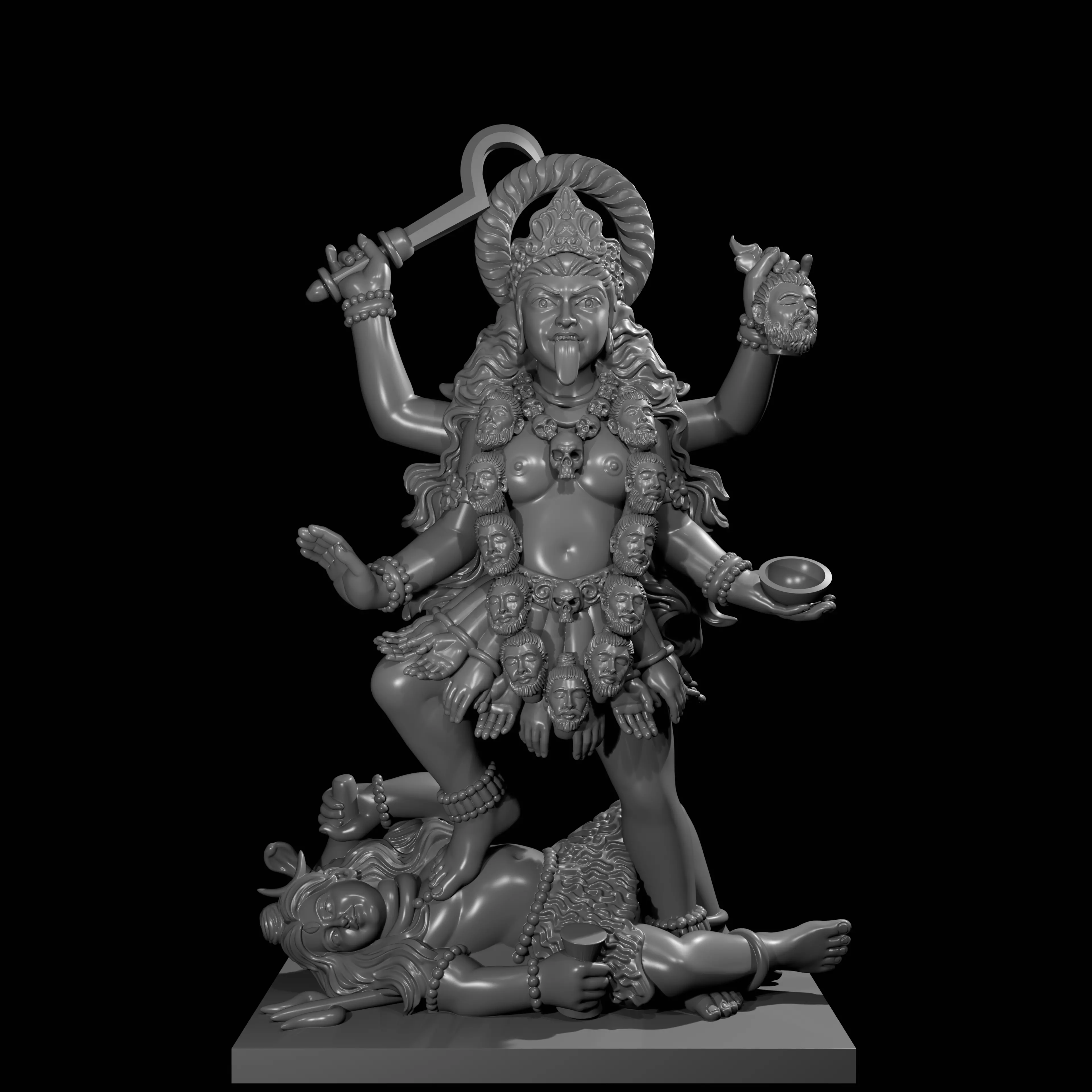 Maa Kali 3D Printable Statue Fierce Hindu Goddess Murti  3D print model_1
