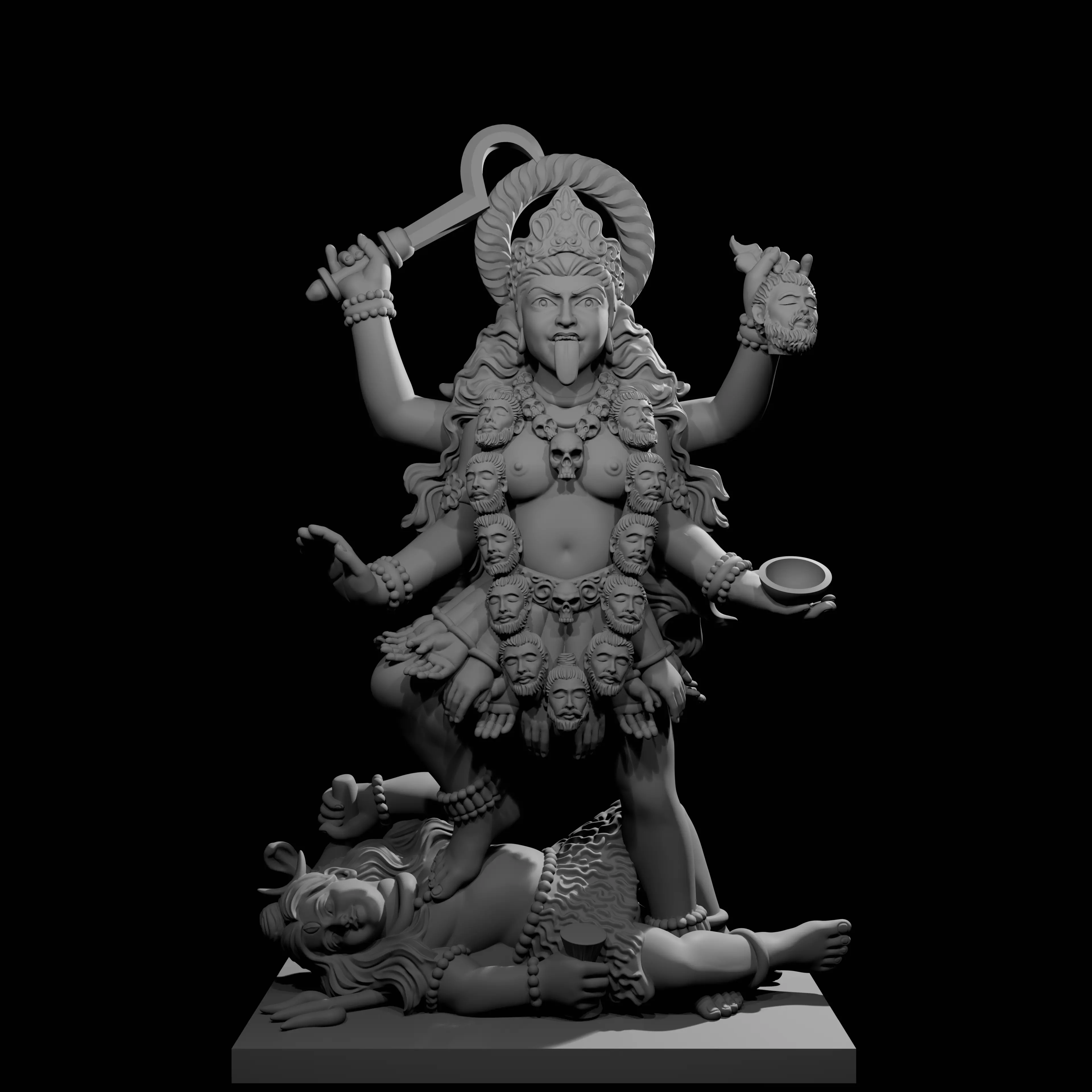 Maa Kali 3D Printable Statue Fierce Hindu Goddess Murti  3D print model_0