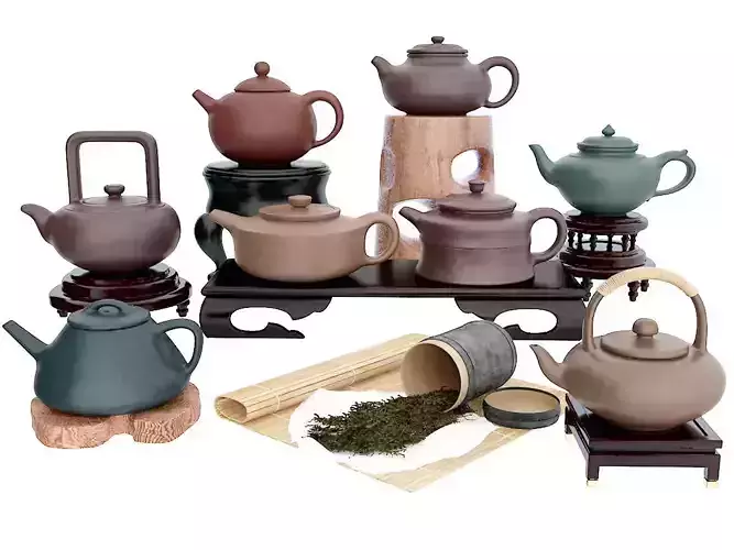Chinese teapot Low-poly 3D model