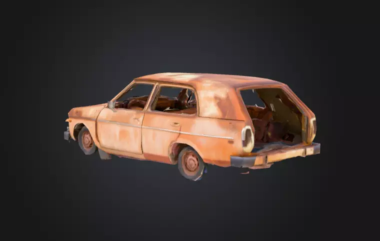 Abandoned Rusty Car Low-poly 3D model_6