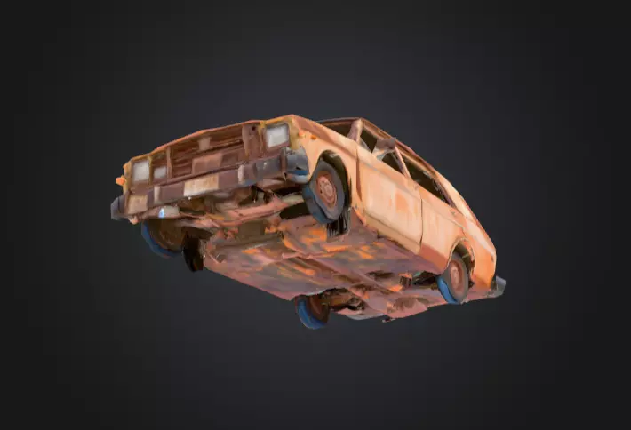 Abandoned Rusty Car Low-poly 3D model_13