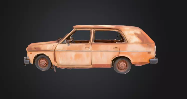 Abandoned Rusty Car Low-poly 3D model_7
