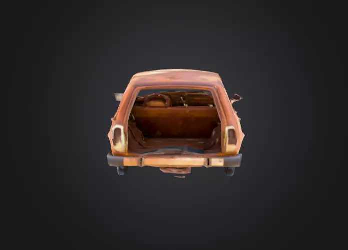 Abandoned Rusty Car Low-poly 3D model_5