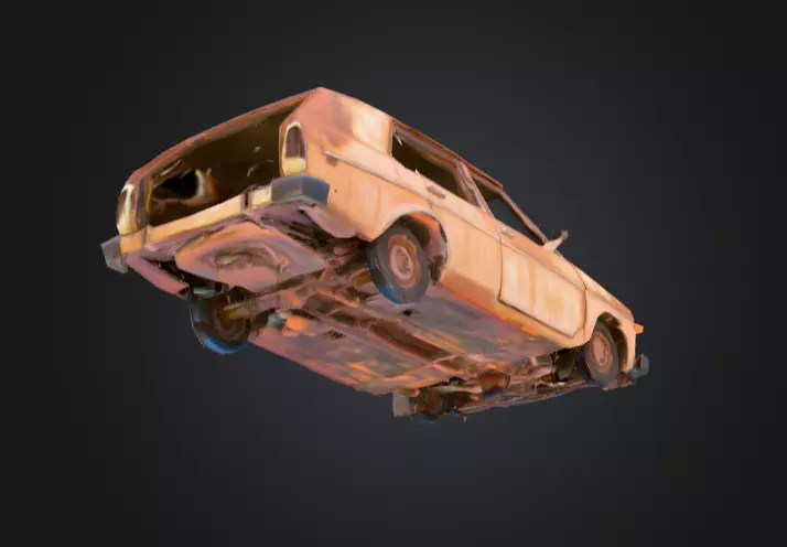 Abandoned Rusty Car Low-poly 3D model_11