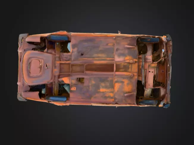 Abandoned Rusty Car Low-poly 3D model_15
