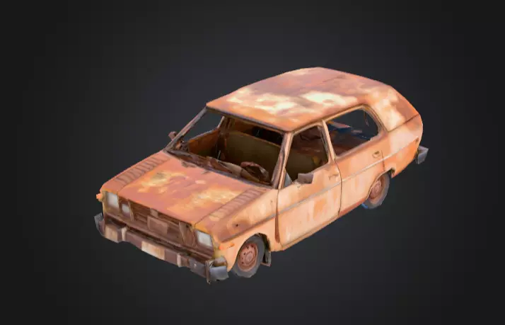Abandoned Rusty Car Low-poly 3D model_8