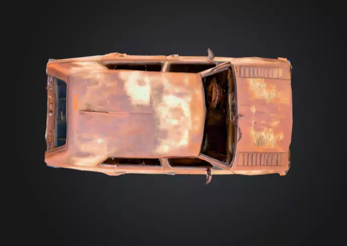 Abandoned Rusty Car Low-poly 3D model_14