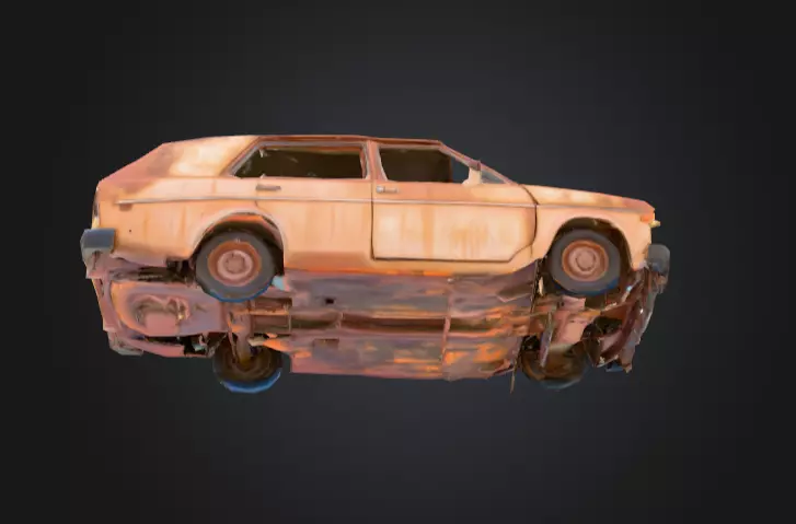 Abandoned Rusty Car Low-poly 3D model_10
