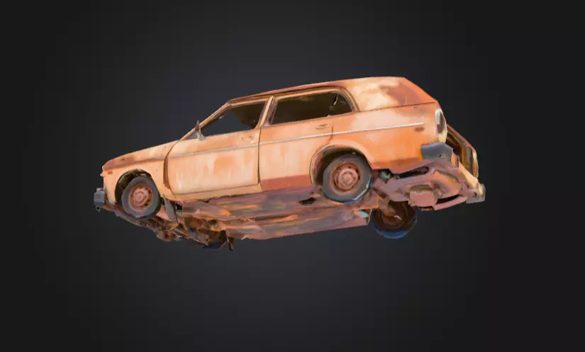 Abandoned Rusty Car Low-poly 3D model_12