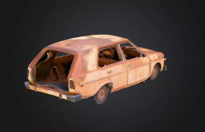 Abandoned Rusty Car Low-poly 3D model_4