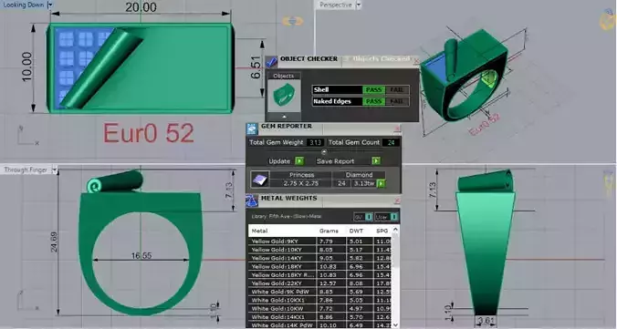 Yellow Gold stl 3dm Ring with Sparkling Details mr0270