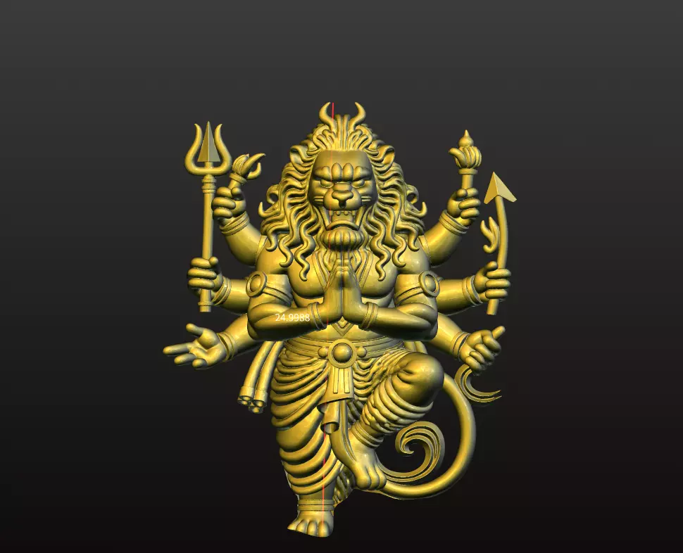 3D Model Gold Narasimha Pendant  Hindu God Lion Avatar Jewelry 3D print model_1