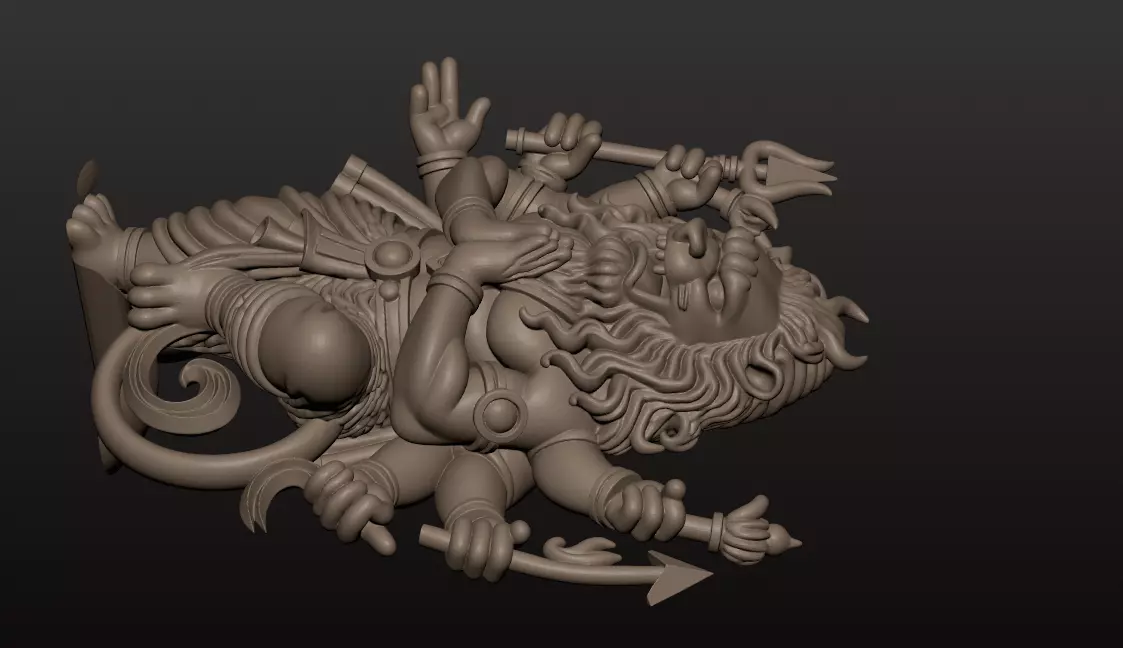 3D Model Gold Narasimha Pendant  Hindu God Lion Avatar Jewelry 3D print model_2