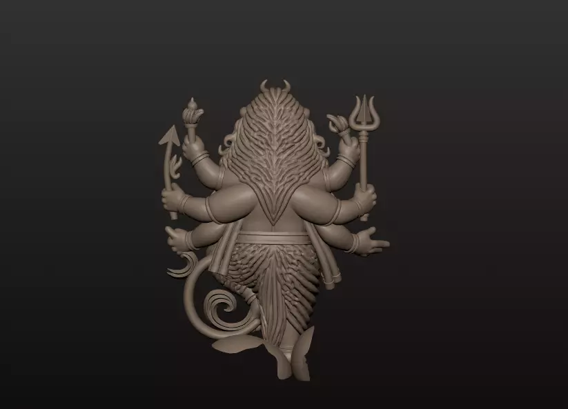 3D Model Gold Narasimha Pendant  Hindu God Lion Avatar Jewelry 3D print model_3