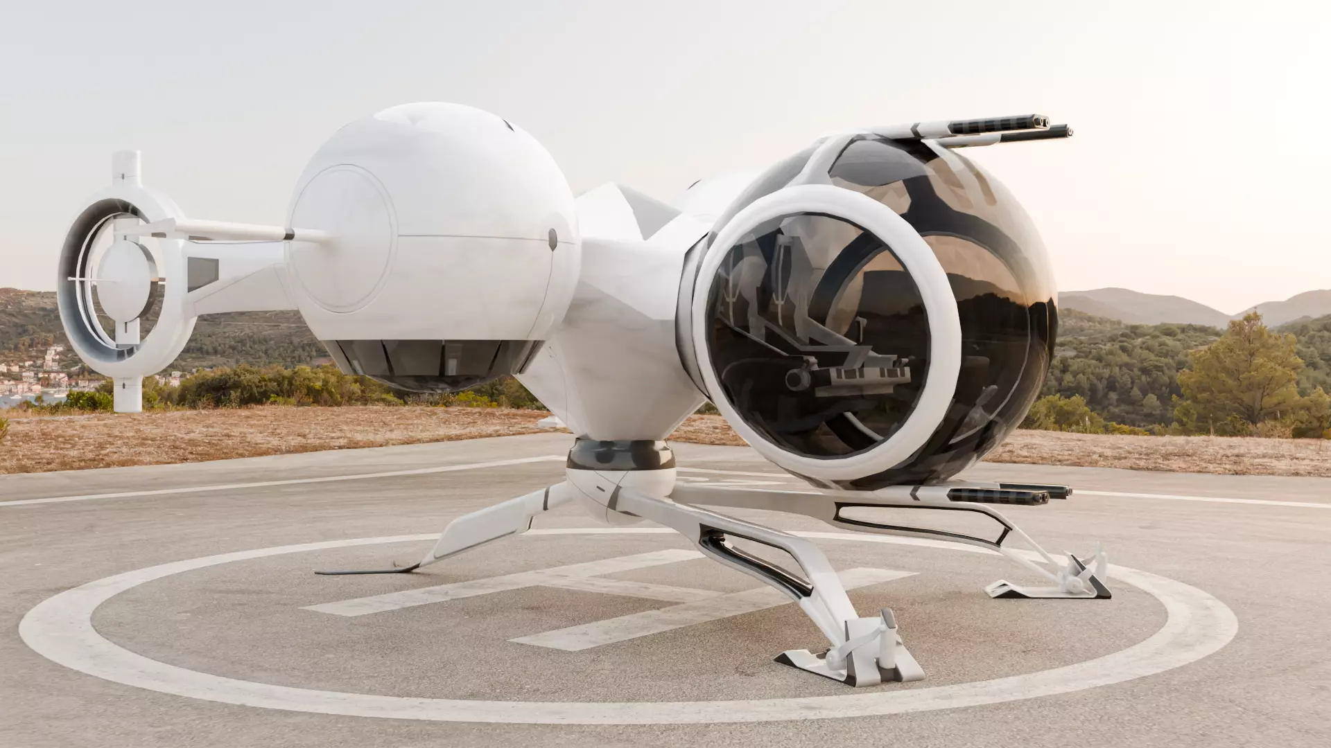 Sci-Fi Concept Helicopter 3D model_1