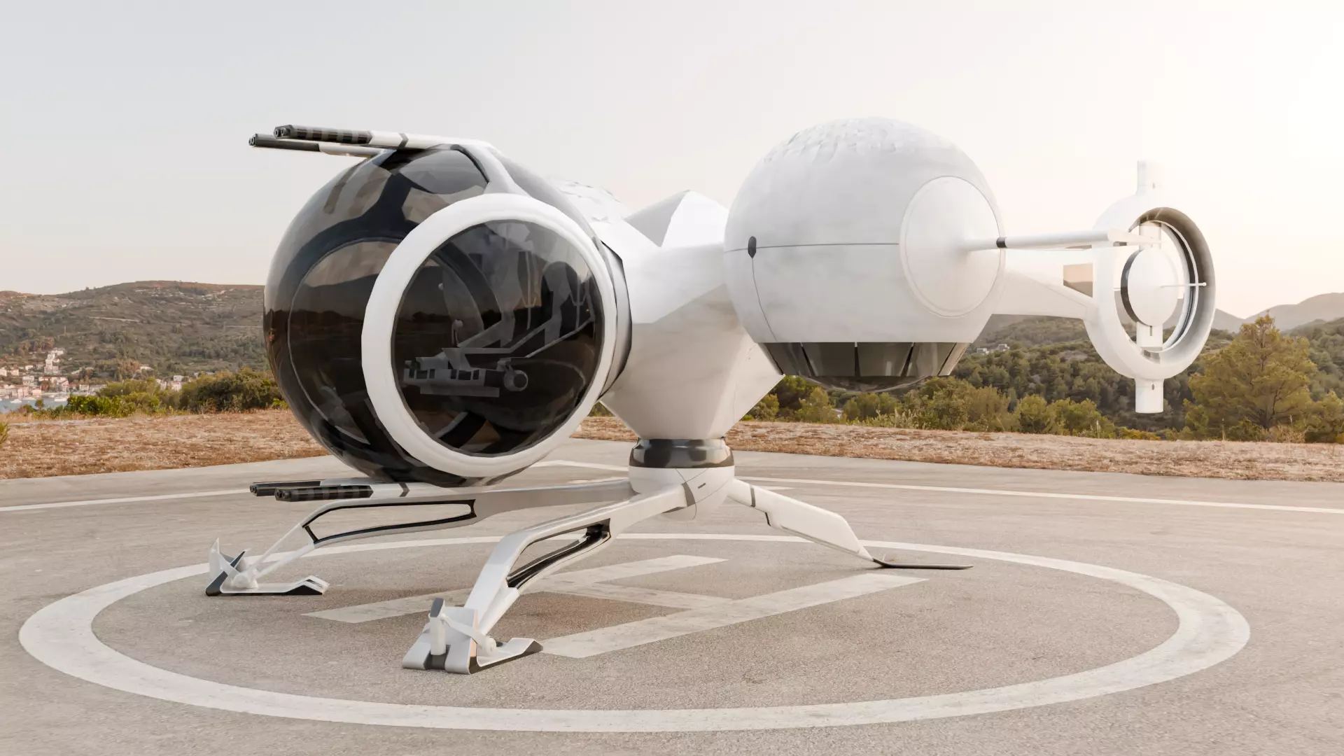 Sci-Fi Concept Helicopter 3D model_0