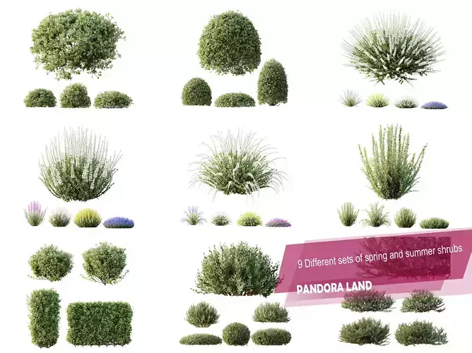 AV 9 Different sets of spring and summer shrubs  3D Model Collection AV 9 Different sets of spring and summer shrubs  3D Model Collection