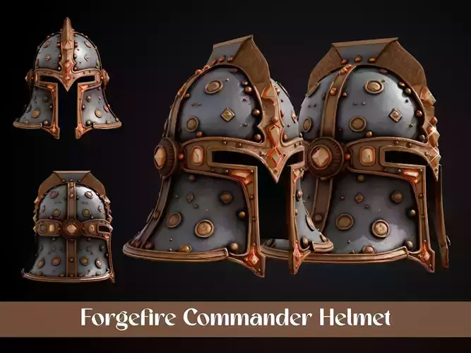 Stylized Dwarf Helmet - Forgefire Commander 3D print model