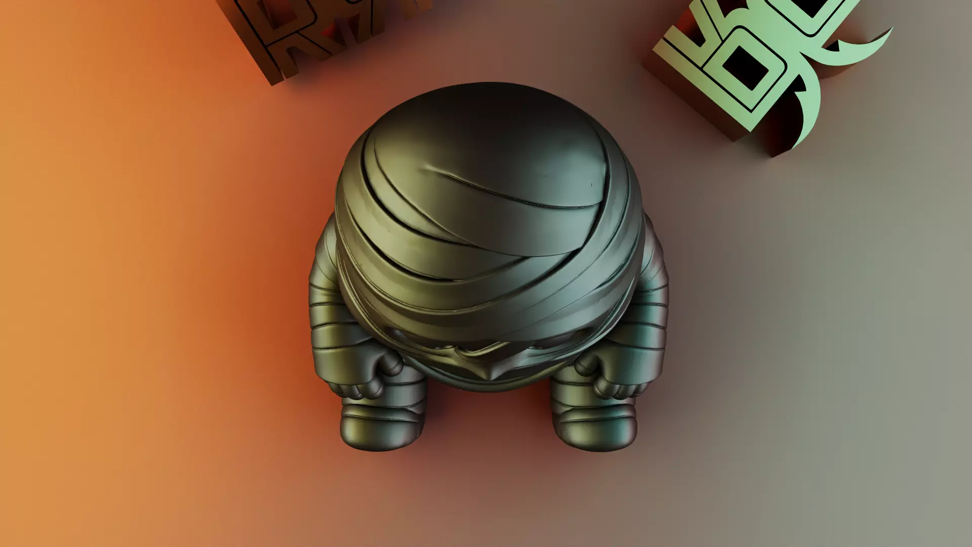 Halloween Mummy Sculpture Desk Organizer Entryway Key Holder 3D print model_7