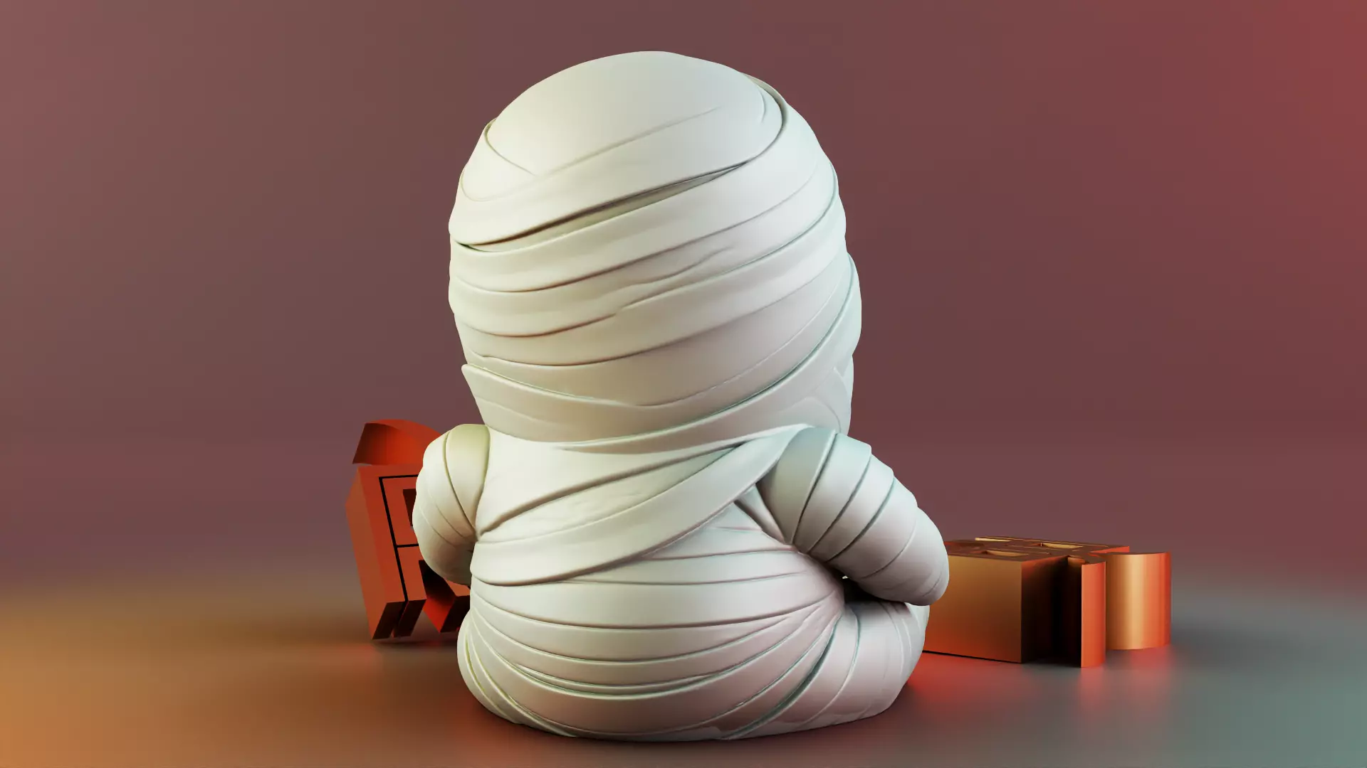 Halloween Mummy Sculpture Desk Organizer Entryway Key Holder 3D print model_4