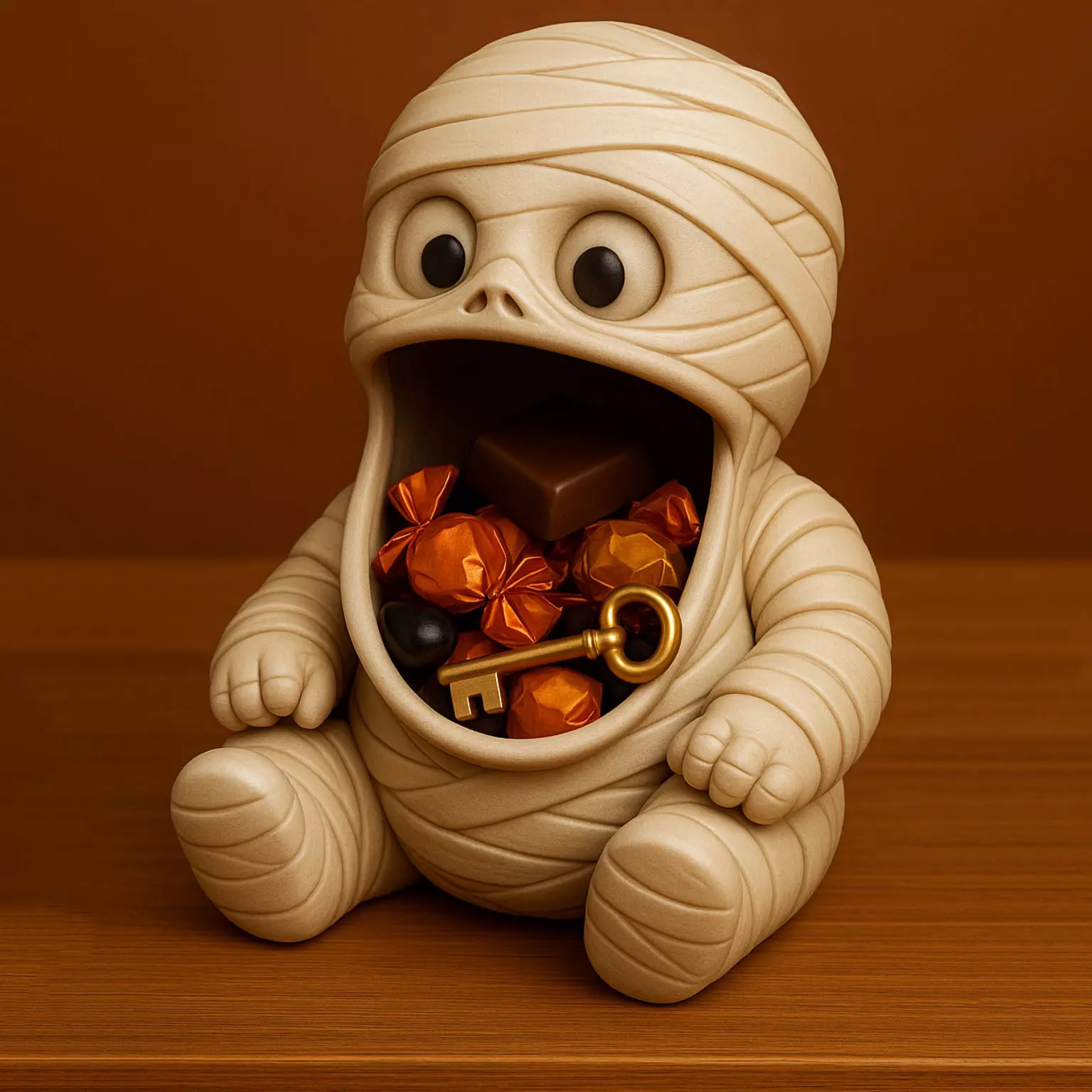 Halloween Mummy Sculpture Desk Organizer Entryway Key Holder 3D print model_6