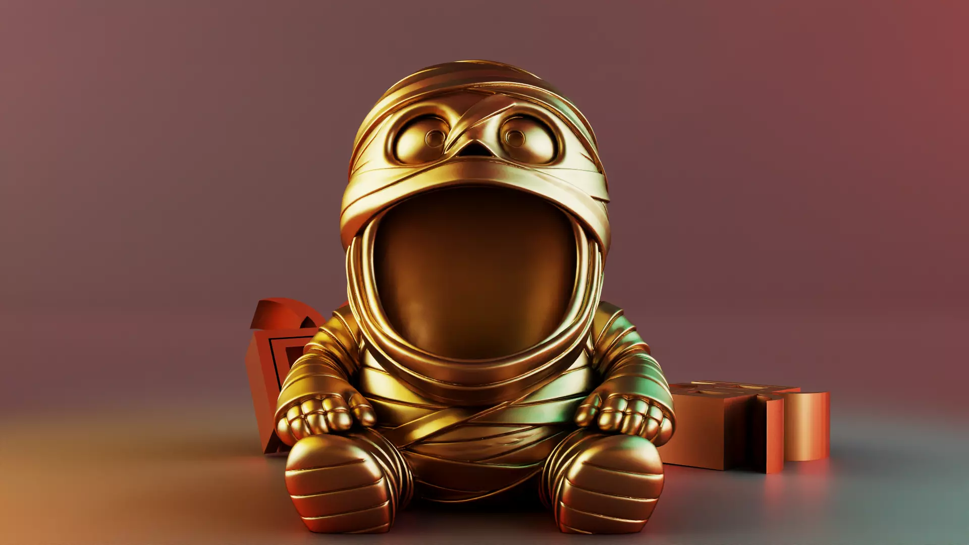 Halloween Mummy Sculpture Desk Organizer Entryway Key Holder 3D print model_2