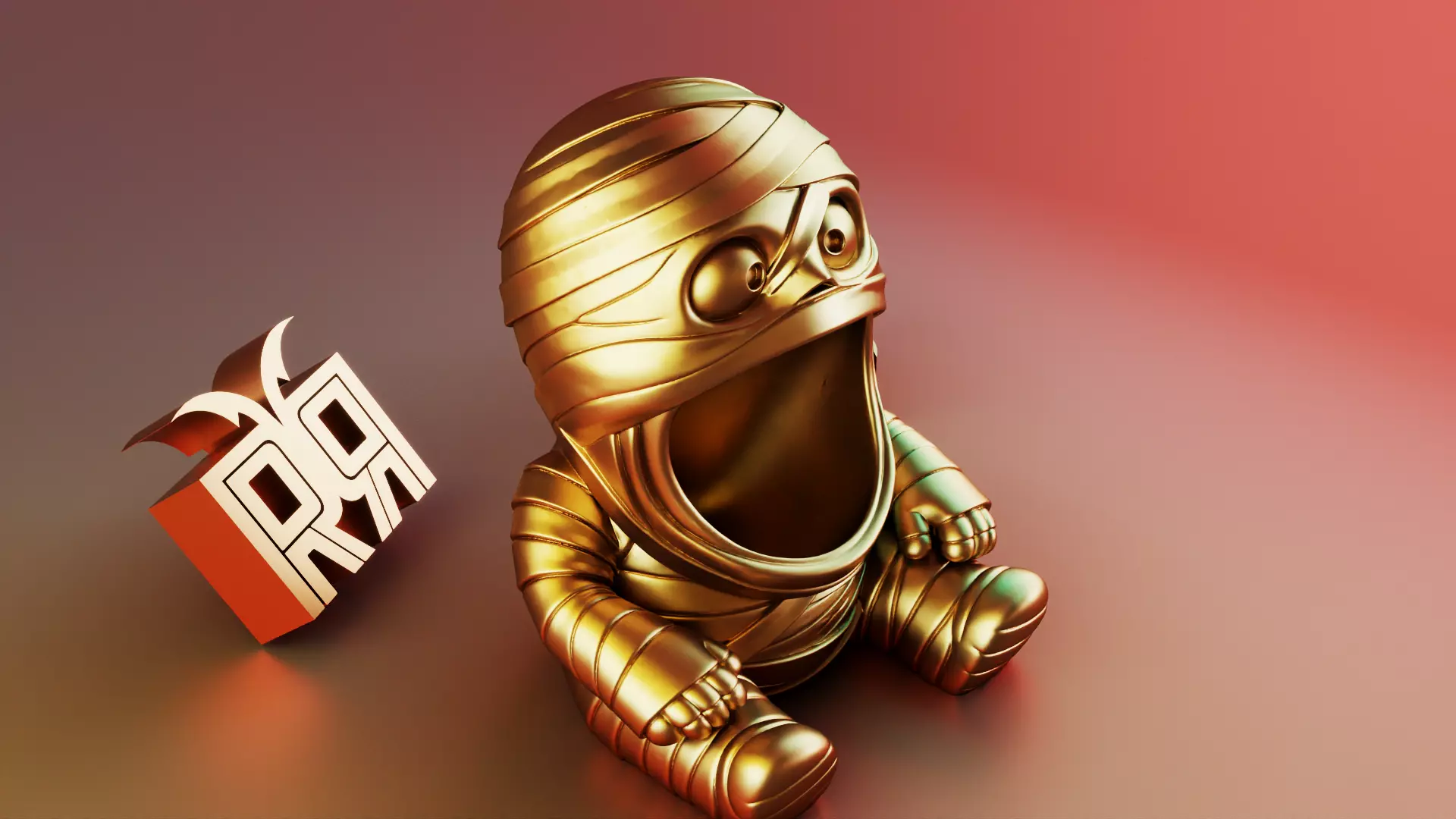 Halloween Mummy Sculpture Desk Organizer Entryway Key Holder 3D print model_8