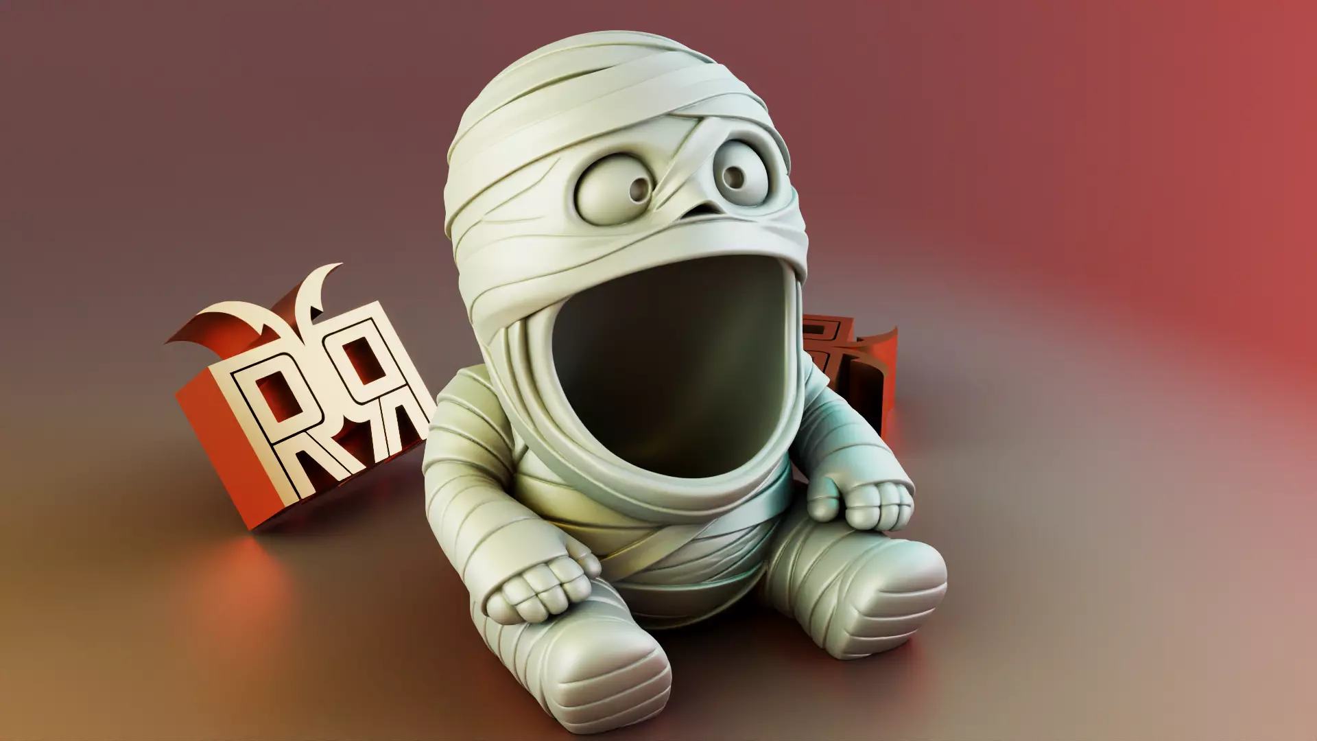 Halloween Mummy Sculpture Desk Organizer Entryway Key Holder 3D print model_0