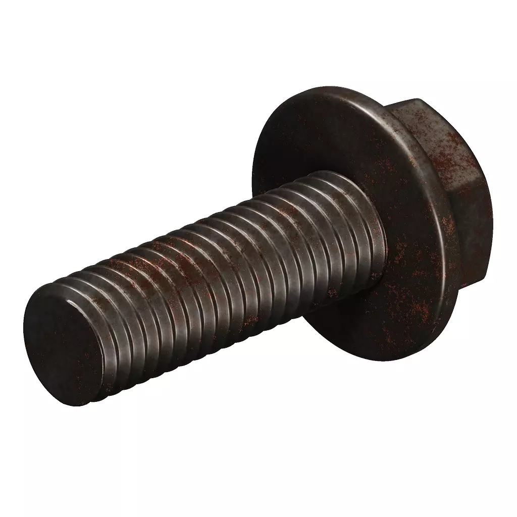 Rusty Steel Flanged Bolt Low-poly 3D model_1