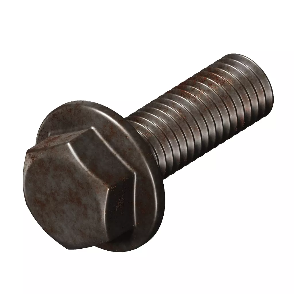 Rusty Steel Flanged Bolt Low-poly 3D model_2