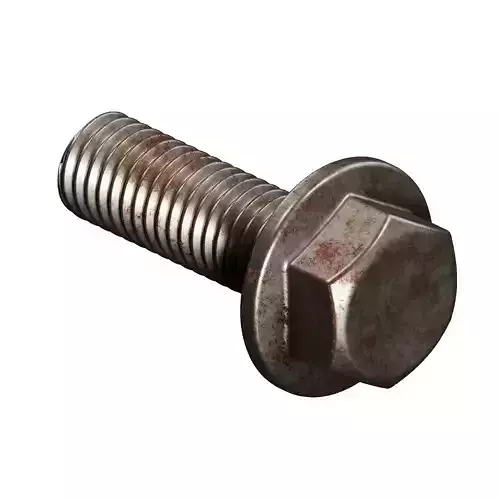 Rusty Steel Flanged Bolt Low-poly 3D model